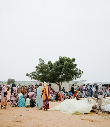 Women and children in refugee camp in Chad